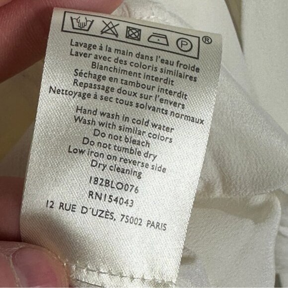 NWT Sezane 100% Silk Blouse Ecru White Size 40 French US 8 Heloise Top Minima - Picture 13 of 16